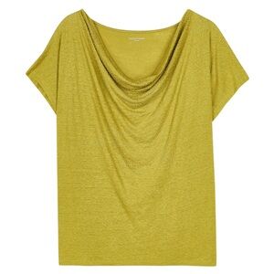 Eileen Fisher 100% Linen Knit Top BEADED CHARTREUSE Petite Medium